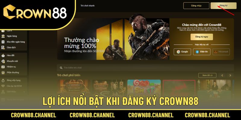 Bật mí ưu điểm thu hút của đăng ký Crown88